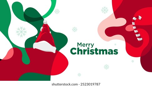 Merry Christmas card and banner vector illustration in red white and green colors 2024