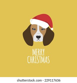 Merry Christmas Card, Beagle