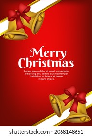 Merry christmas card bell greeting cards