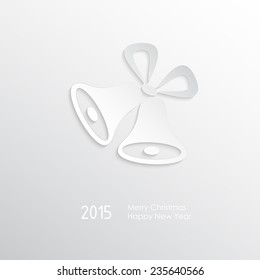 Merry Christmas card with bell. Vector Illustration.