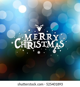 Merry Christmas Card With Bokeh, With Gradient Mesh, Vector Illustration