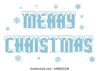 Merry Christmas card with brush typography inscription. Vector template design. - Vector