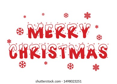 Merry Christmas card with brush typography inscription. Vector template design. - Vector