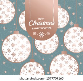 Merry christmas card, bulb with snowflakes. Vector EPS 10