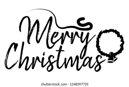 Merry Christmas card and calligraphy Happy New Year. Template for Greetings, Congratulations, Housewarming posters, Invitations, Photo overlays. Vector illustration.