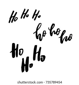 Merry Christmas card with calligraphy "Ho Ho Ho". Template for Greetings, Congratulations, Housewarming posters, Invitations, Photo overlays. Vector illustration