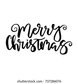 Merry Christmas card with calligraphy. Template for Greetings, Congratulations, Housewarming posters, Invitations, Photo overlays. Vector illustration