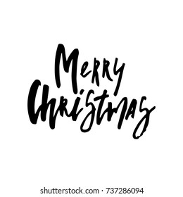 Merry Christmas card with calligraphy. Template for Greetings, Congratulations, Housewarming posters, Invitations, Photo overlays. Vector illustration