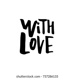 Merry Christmas card with calligraphy "With Love". Template for Greetings, Congratulations, Housewarming posters, Invitations, Photo overlays. Vector illustration