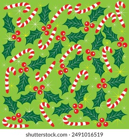 Merry christmas card with candy canes