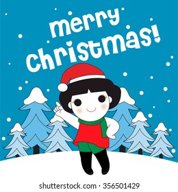 Merry Christmas Card Character illustration