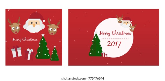 Merry Christmas card and character with red background