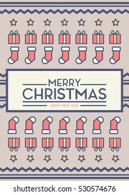 Merry Christmas Card Cover Sock Background Vector Design and Layout Illustration 