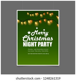 Merry Christmas card with creative design and green background