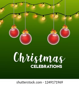 Merry Christmas card with creative design and green background