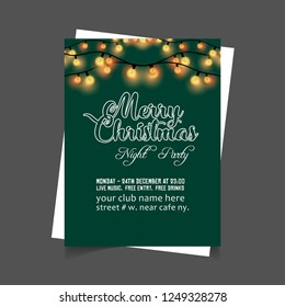 Merry Christmas card with creative design and green background