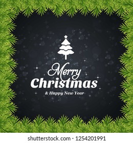 Merry Christmas card with creative design and dark background vector