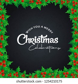 Merry Christmas card with creative design and dark background vector