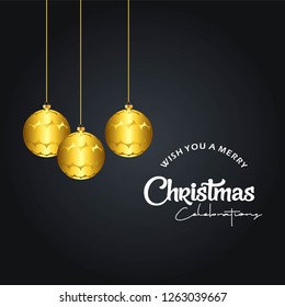 Merry Christmas card with creative design and dark background vector