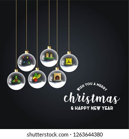 Merry Christmas card with creative design and dark background vector