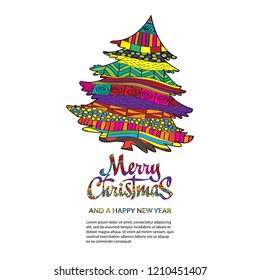 Merry Christmas card with creative christmas tree.