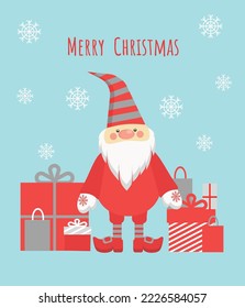 Merry christmas card with cute elf