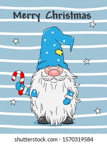 Merry Christmas card. Cute gnome