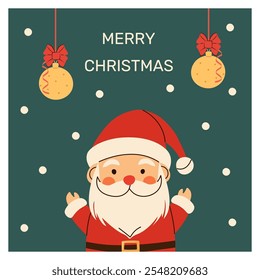 Merry christmas card with cute santa claus.