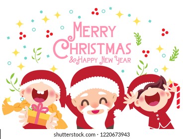 merry christmas card decoration vector