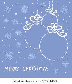 Merry Christmas card with decorative ball