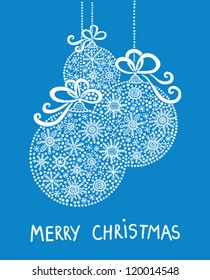 Merry Christmas card with decorative ball