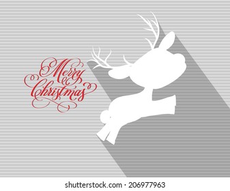 Merry christmas card with deer flat