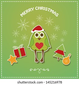 Merry Christmas card with christmas deer. Vector illustration for your design.