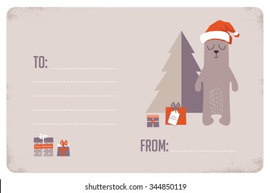 merry christmas card design, with cute animal. vector illustration