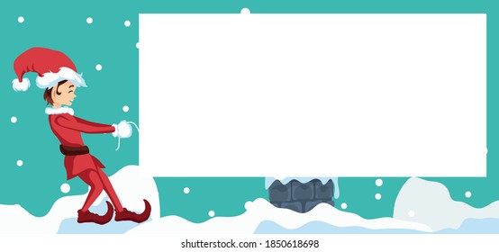 Merry christmas card design with elf