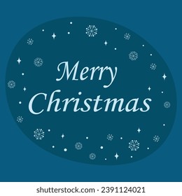 Merry Christmas card design. Holiday poster with snowflakes. Winter season flyer illustration. Stock vector brochure on blue background