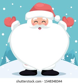 Merry Christmas card design of Santa Claus with heart shaped beards