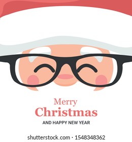 Merry Christmas card design of Santa Claus with glasses