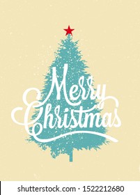 Merry Christmas card design with christmas tree. Vector illustration.