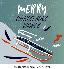 Merry Christmas card design. Vector illustration.