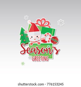 Merry Christmas Card Design.Greeting Christmas card template. Vector illustration EPS10