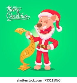 Merry Christmas card. Dog with a list. Symbol of the New Year 2018