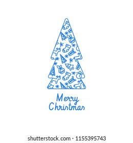 Merry Christmas card with element icons  Vector illustration.