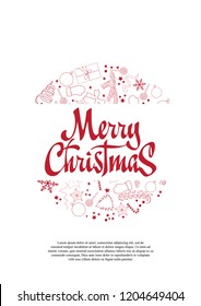 Merry Christmas card with Christmas elements for your design.