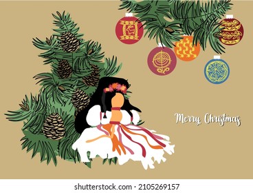 Merry Christmas card. Ethnic motifs