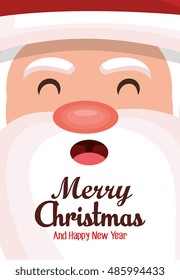 merry christmas card face santa design