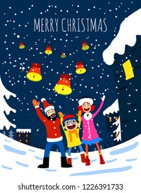 merry christmas card with family
