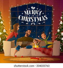 Merry Christmas Card With Family