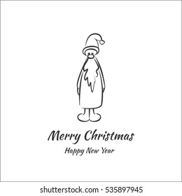 Merry Christmas card with fanny Santa Claus