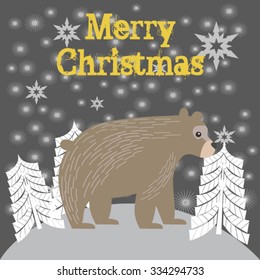 Merry Christmas card in the forest